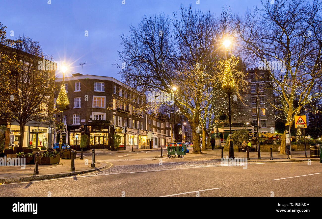 Orange Quadrat Pimlico an Weihnachten London UK Stockfoto