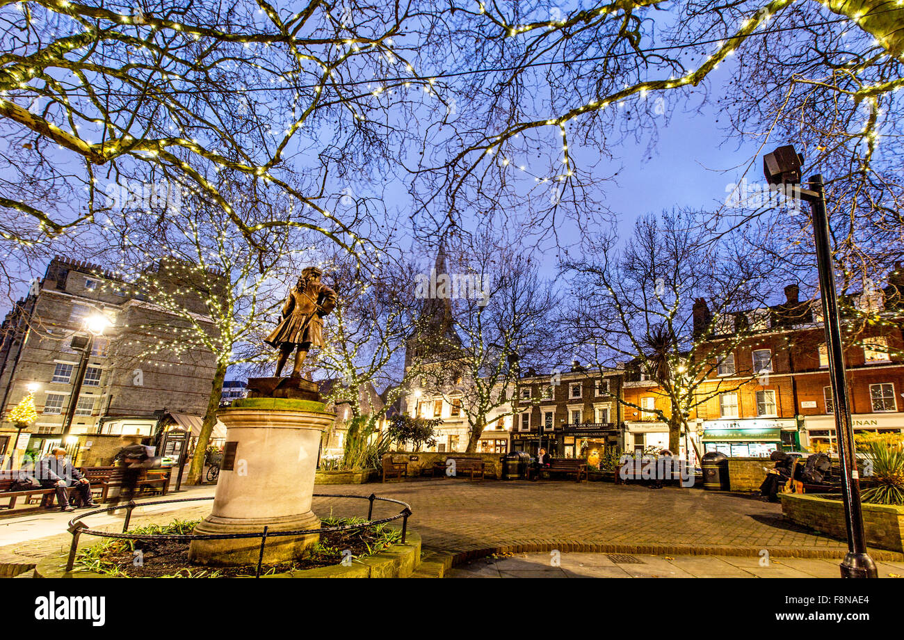Orange Quadrat Pimlico an Weihnachten London UK Stockfoto
