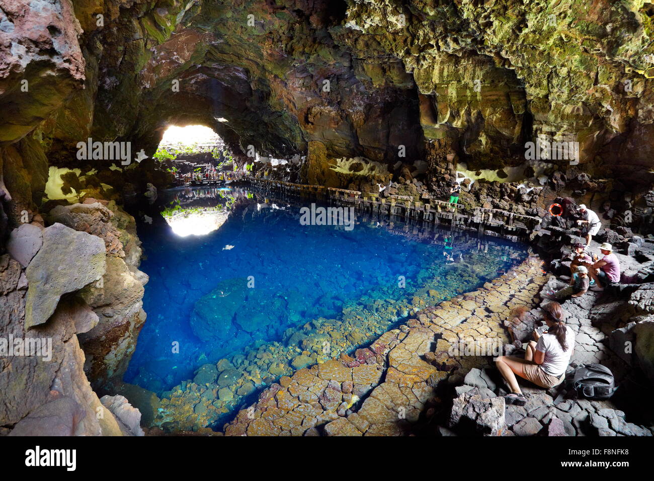 Insel Lanzarote, Jameos del Aqua, unterirdischen See in vulkanischen Höhle, Kanarische Inseln, Spanien Stockfoto