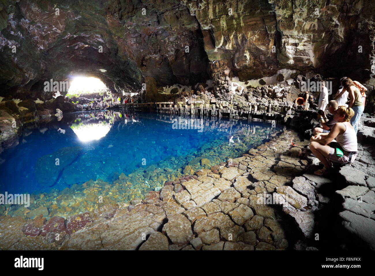 Insel Lanzarote, Jameos del Aqua, See in vulkanischen Höhle, Kanarische Inseln, Spanien Stockfoto