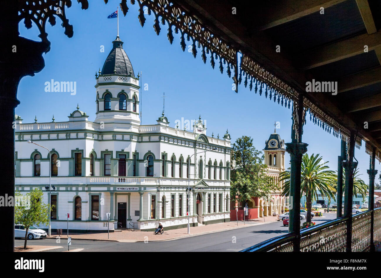 Australien, New South Wales, Forbes, Blick auf die liebevoll restaurierten historischen Rathaus des Central West Land Stadt von Forbes Stockfoto