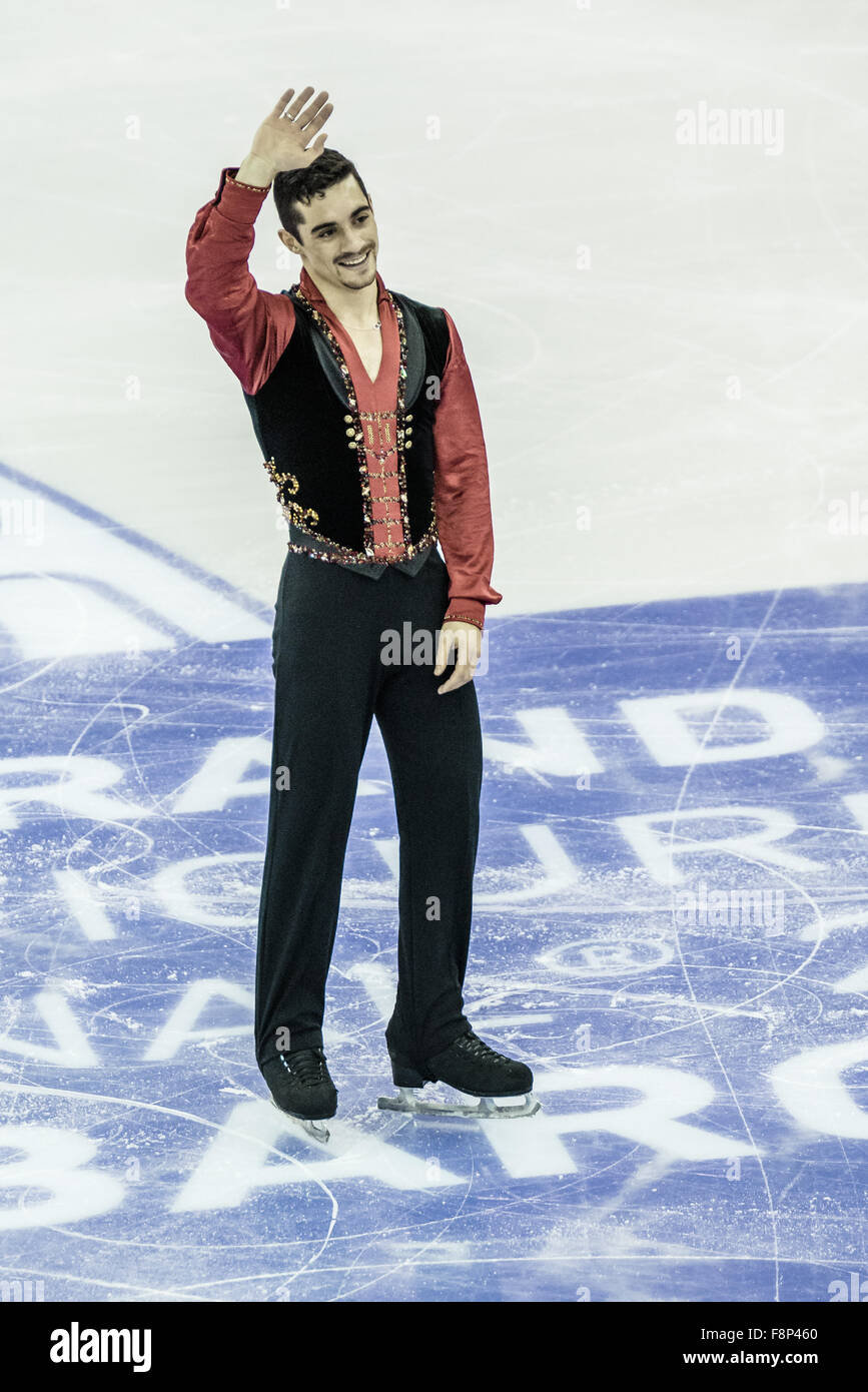 Barcelona, Spanien. 10. Dezember 2015. Spaniens Weltmeister JAVIER FERNANDEZ seine Männer Senior - Kurzprogramm beim 21. ISU Grand Prix of Figure Skating Final in Barcelona - die ISU Grand Prix führt der Eiskunstlauf Finale, gemeinsam mit dem ISU Junior Grand Prix Final, stattfinden ist die Krönung des Grand-Prix-Serie-Schaltung und die wichtigste Veranstaltung für die International Skating Union (ISU) nach der WM. Bildnachweis: Matthias Oesterle/ZUMA Draht/Alamy Live-Nachrichten Stockfoto