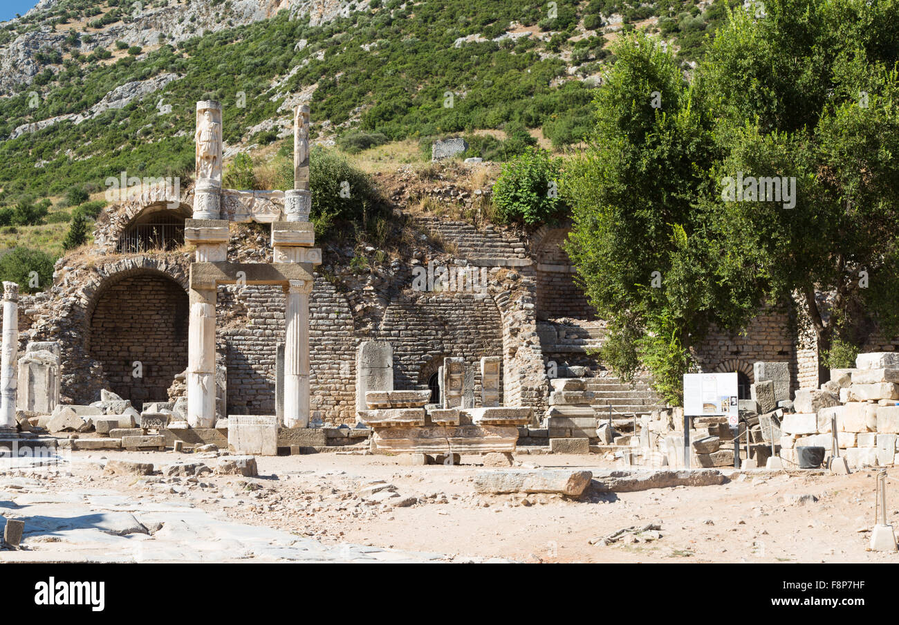 Tempel des Domitian in Ephesus antike Stadt, Izmir, Türkei Stockfoto