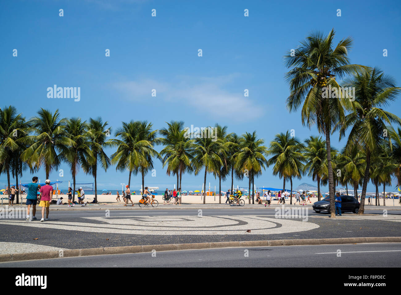 Atlantic Avenue und Strand der Copacabana, Rio De Janeiro, Brasilien Stockfoto