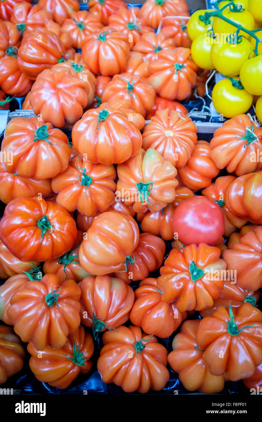 Bio-Rindfleisch Tomaten, Borough Market, London, UK Stockfoto