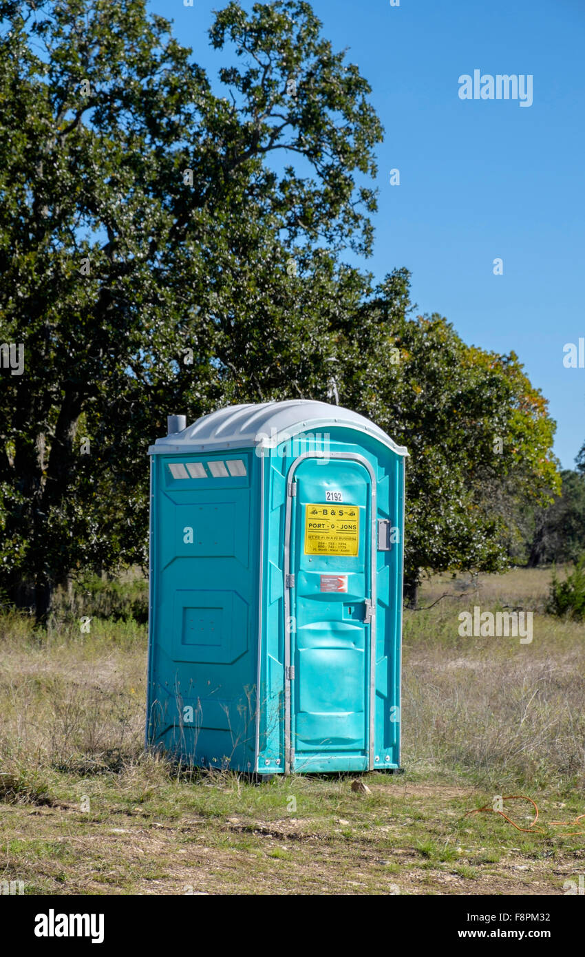 Tragbare tragbare Toilette Toilette verwendet auf neue zentrale Texas Hausbau Entwicklung Stockfoto