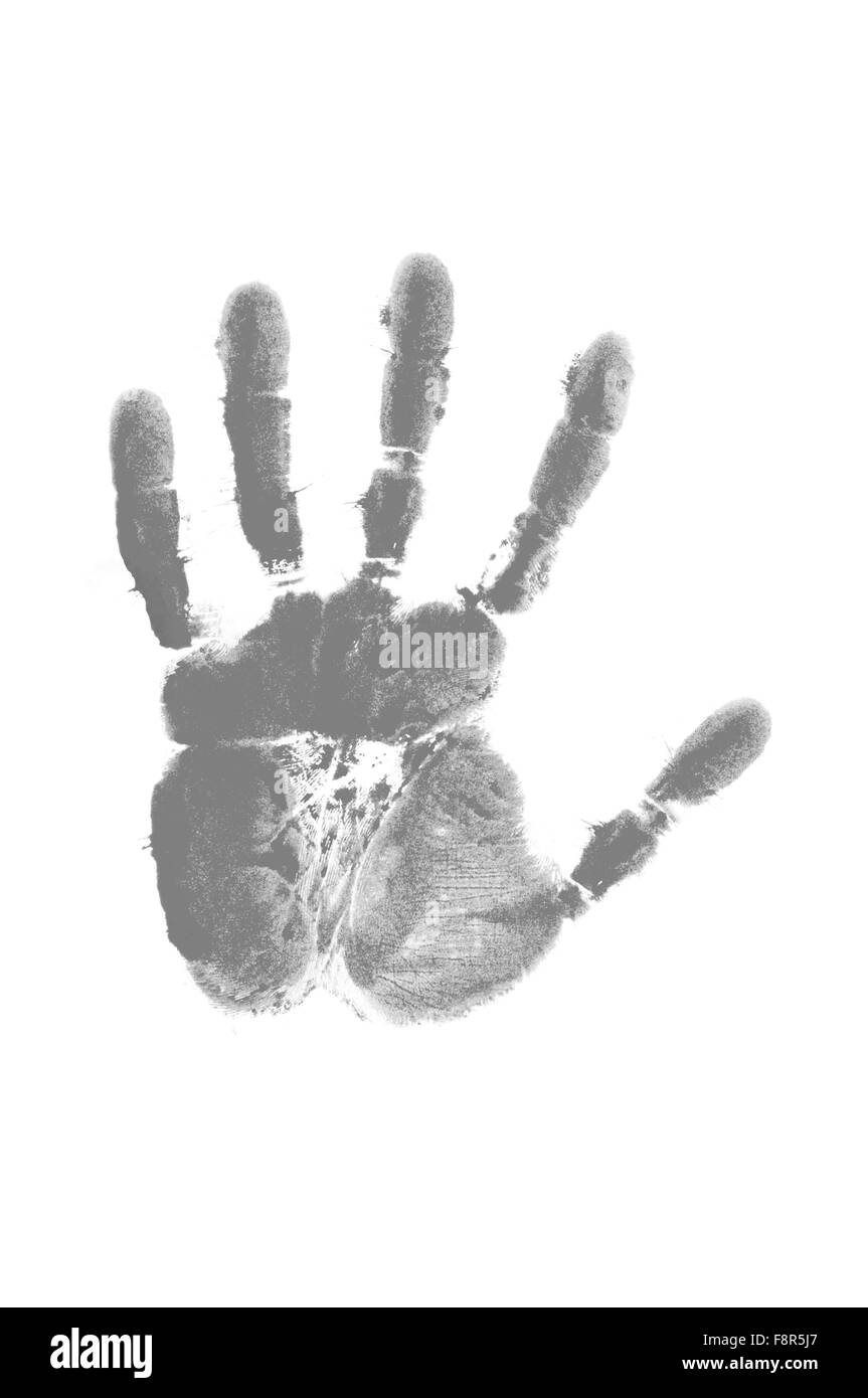 Druck auf die weiße Hand Stockfoto
