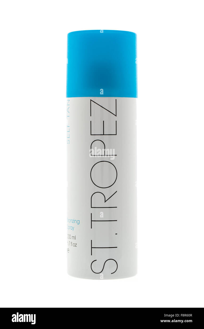 Von ST-TROPEZ Spray Tan auf einem weißen Hintergrund können Stockfoto
