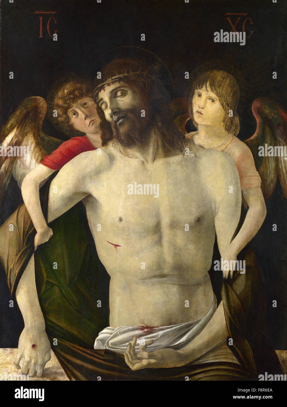 Giovanni Bellini - Giambellino - der tote Christus von Engeln unterstützt Stockfoto