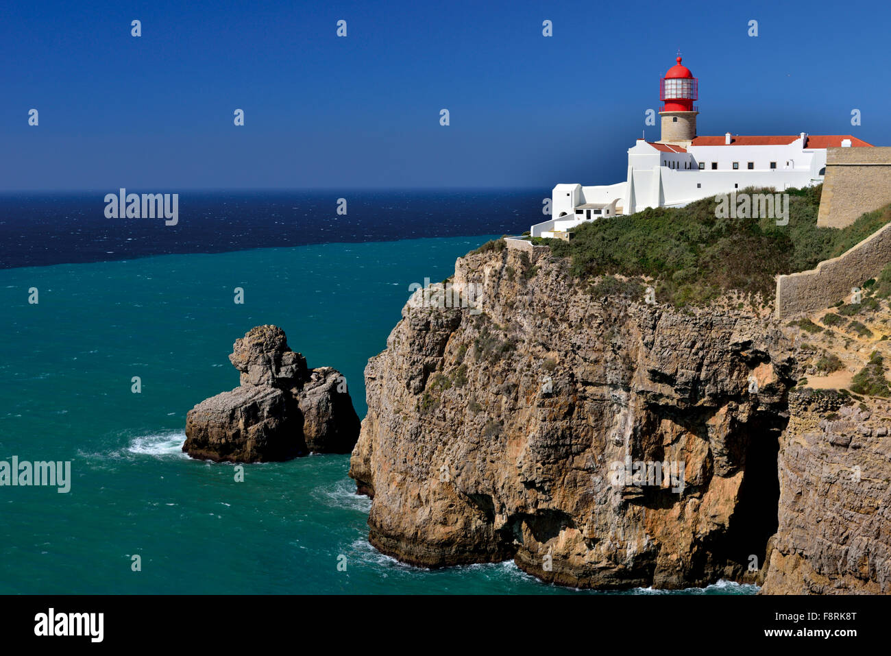 Portugal, Algarve: Leuchtturm und Kap St. Vincent Stockfoto