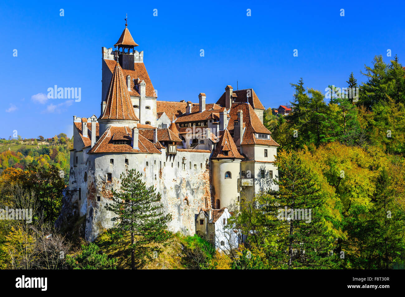 Brasov, Transylvania. Rumänien. Die mittelalterliche Burg Bran, bekannt für den Mythos von Dracula. Stockfoto