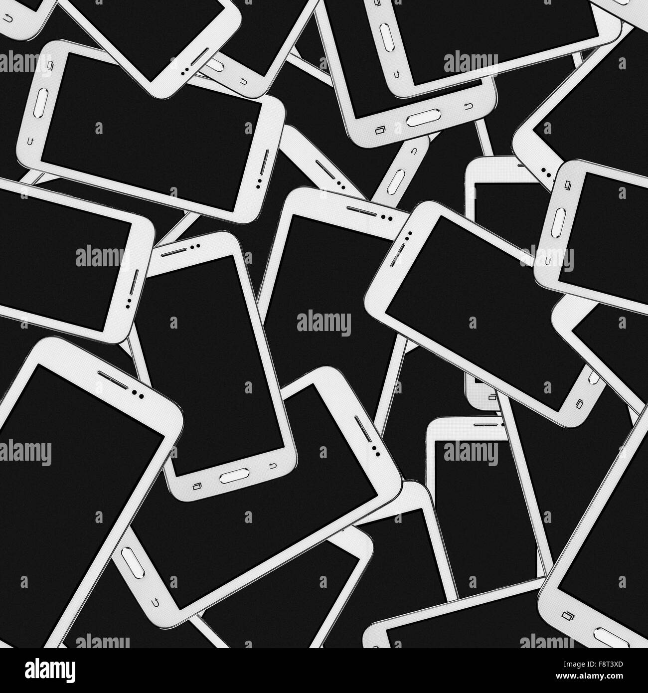 Modernen Mobiltelefon eingestellt abstrakte geometrische Musterdesigns auf einem schwarzen Hintergrund. Stockfoto