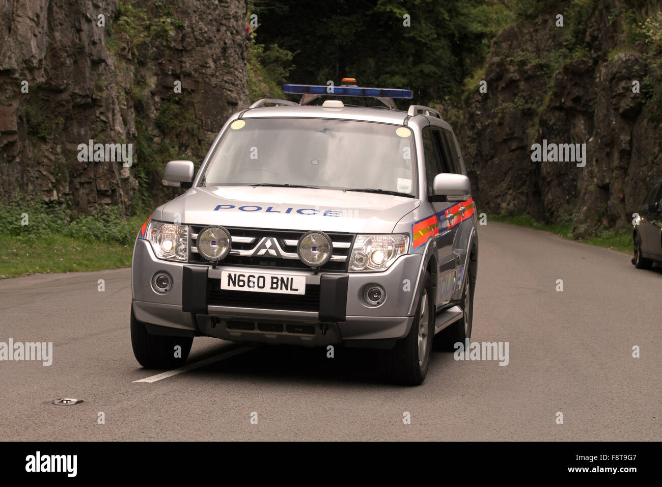 Polizei und medizinische 4 x 4 mit Blaulicht in Somerset, in der Nähe von Cheddar. Stockfoto