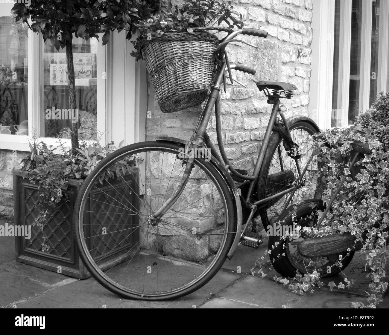 Vintage retro Fahrrad Werbung einen kleinen Dorfladen in Wedmore in Somerset Stockfoto