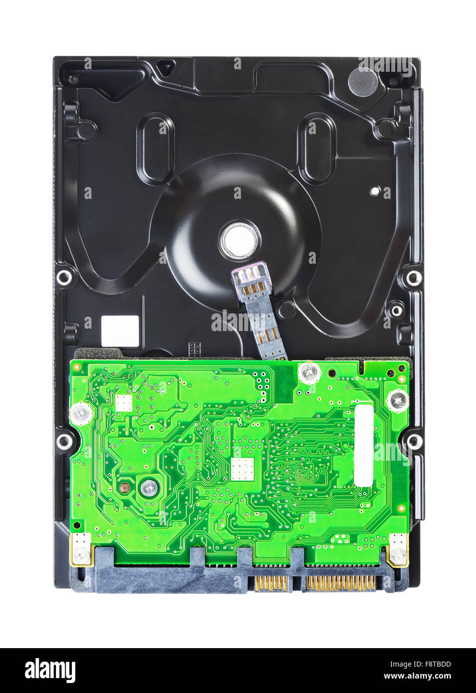 Festplatte HDD isoliert auf weiss Stockfoto