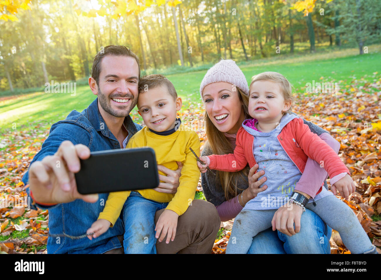 Familie, die eine selfie Stockfoto