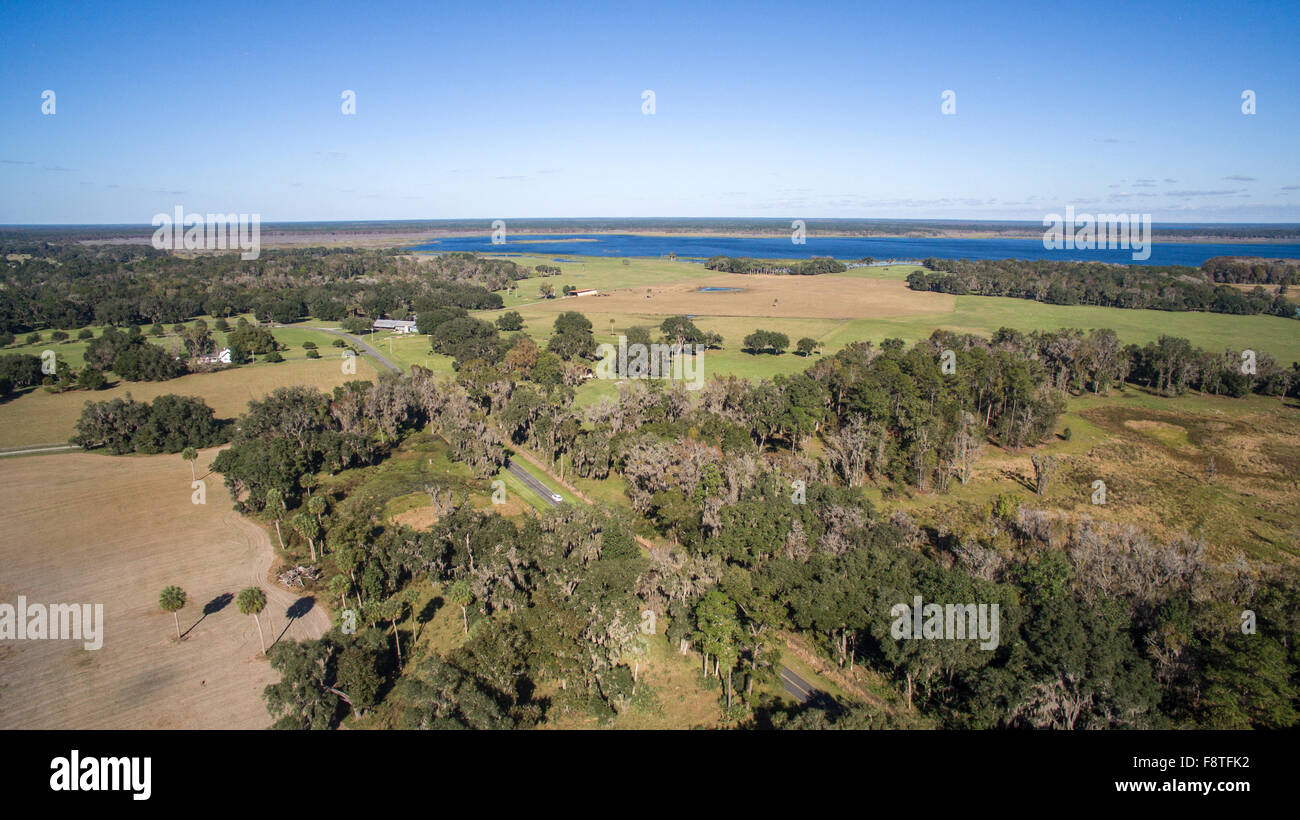 Luftaufnahme von Orange See bei Evanston, FL Stockfoto