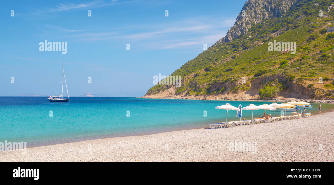 Kos - Dodekanes-Inseln, Griechenland, der Strand von Kamari Dorf Stockfoto