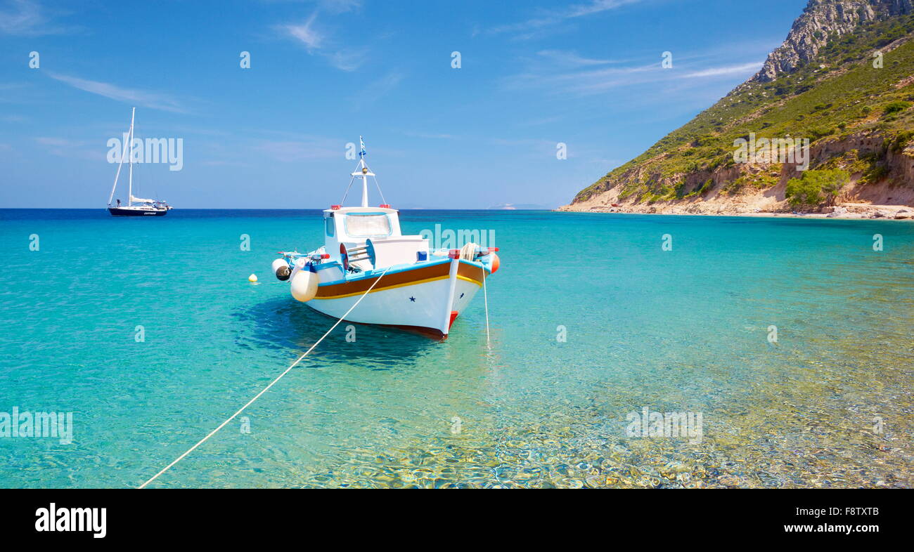Kos - Dodekanes-Inseln, Griechenland, das Fischerboot in Kamari Dorf Stockfoto