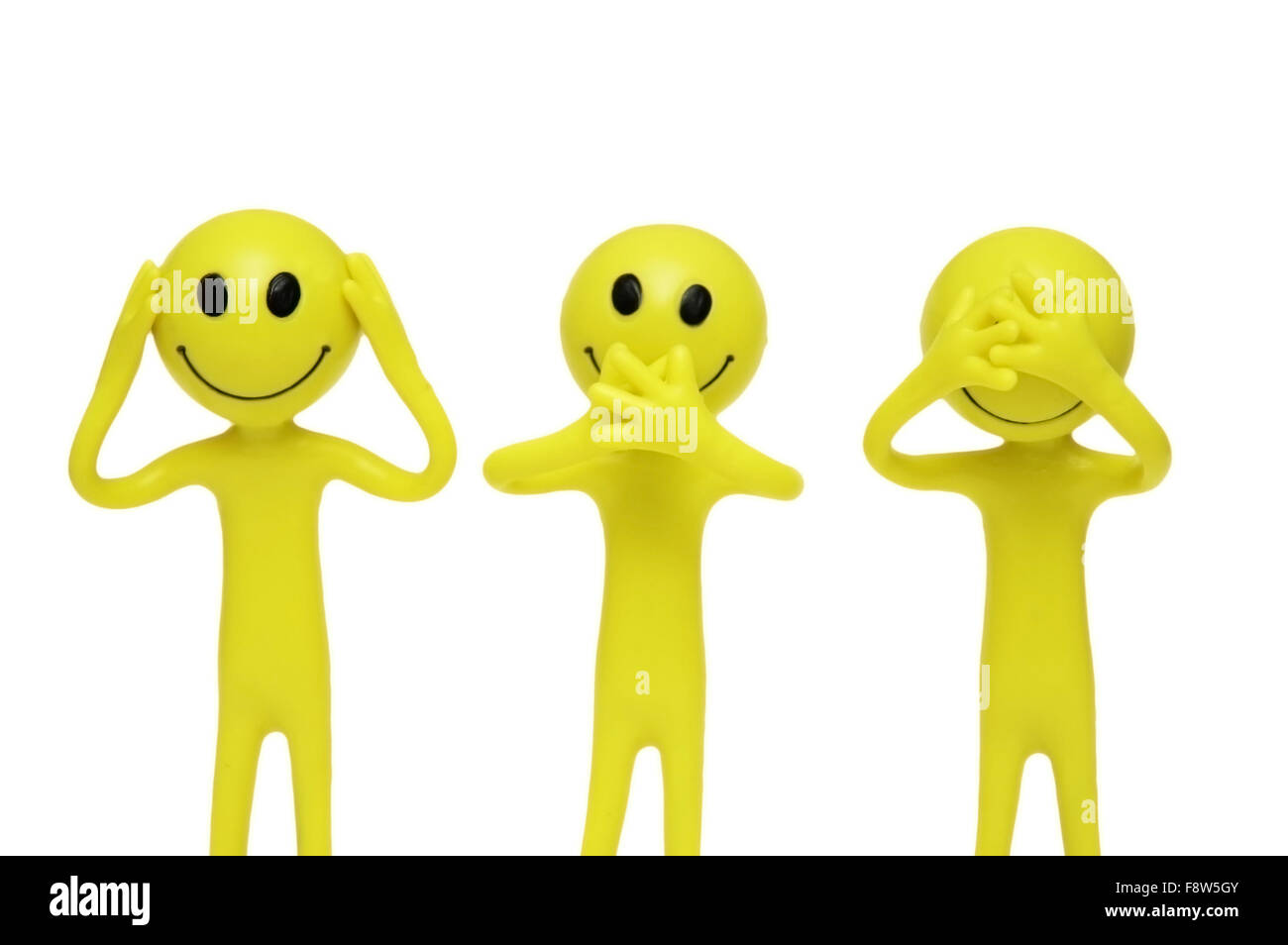 Smilies, die sprechen, hören und sehen, nichts Böses Stockfoto