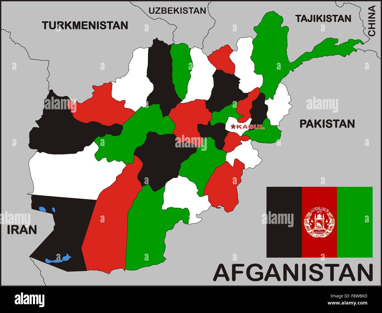 Politische Karte von Afghanistan Stockfoto