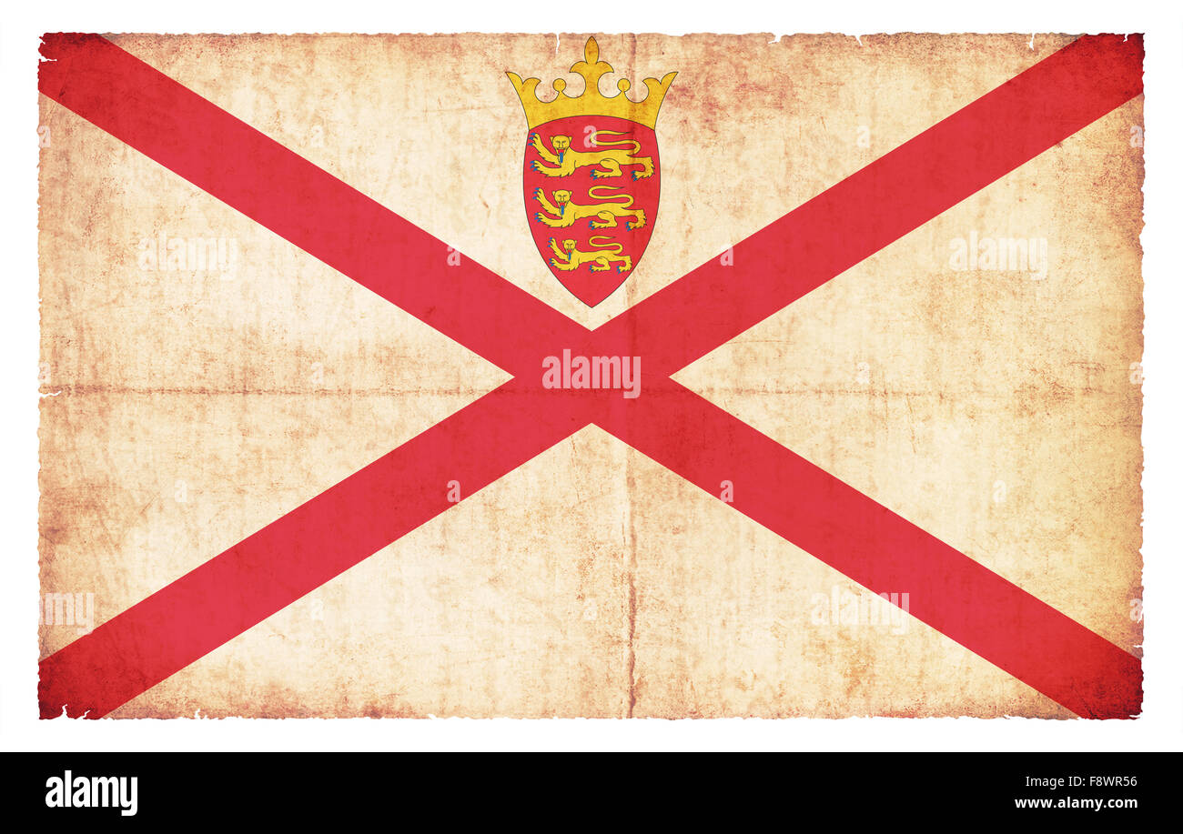 Grunge-Flagge von Jersey (britische Krone Estates) im Grunge-Stil erstellt Stockfoto