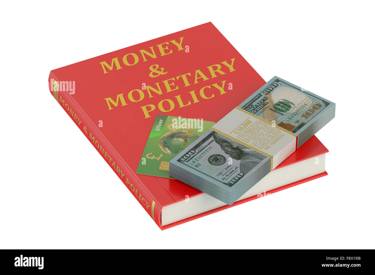 Geld und Geldpolitik-Konzept auf das Buch Stockfoto