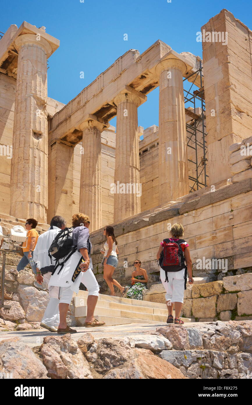 Athen - Akropolis, Durchgang durch die Propyläen, Griechenland Stockfoto