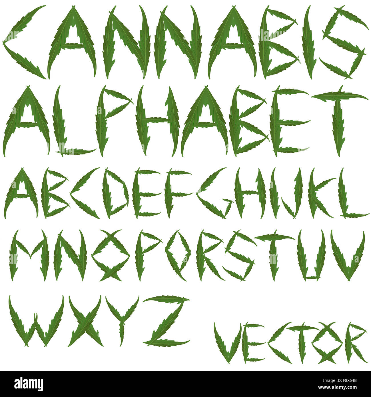 Cannabis Blätter alphabet Stockfoto