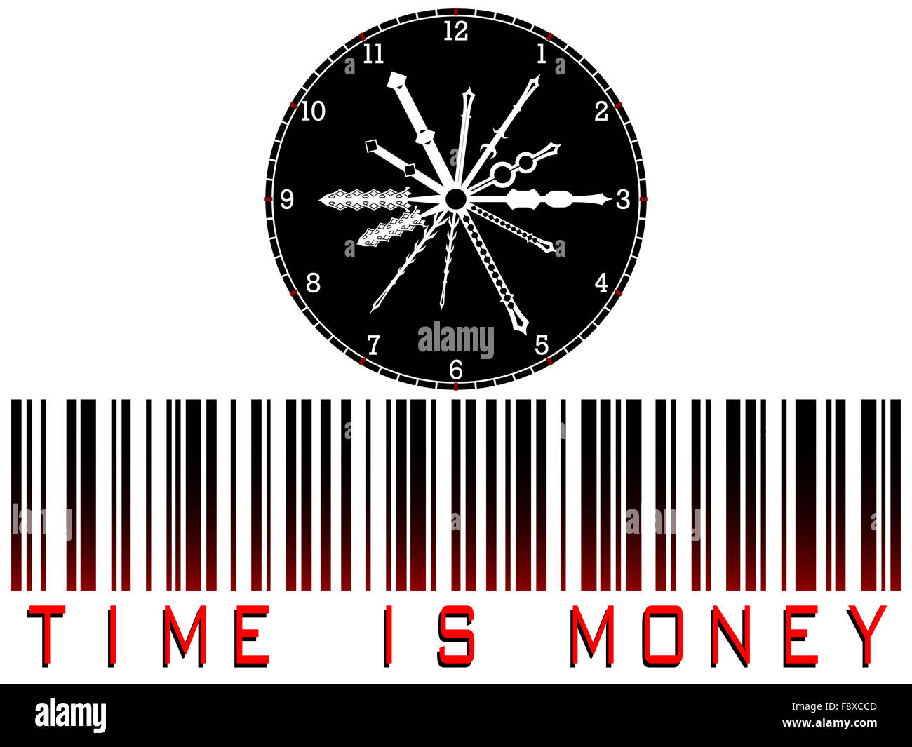 Zeit ist Geld-Barcode Stockfoto