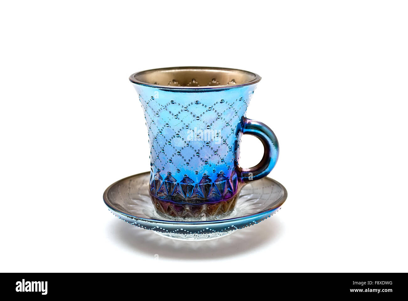 Blauen Tasse isoliert auf weiss. Stockfoto