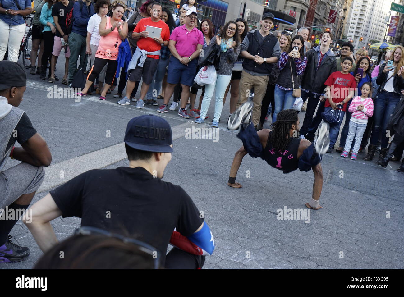 Street Performer Breakdance am Union Square, Manhattan, New York City, New York.USA Stockfoto