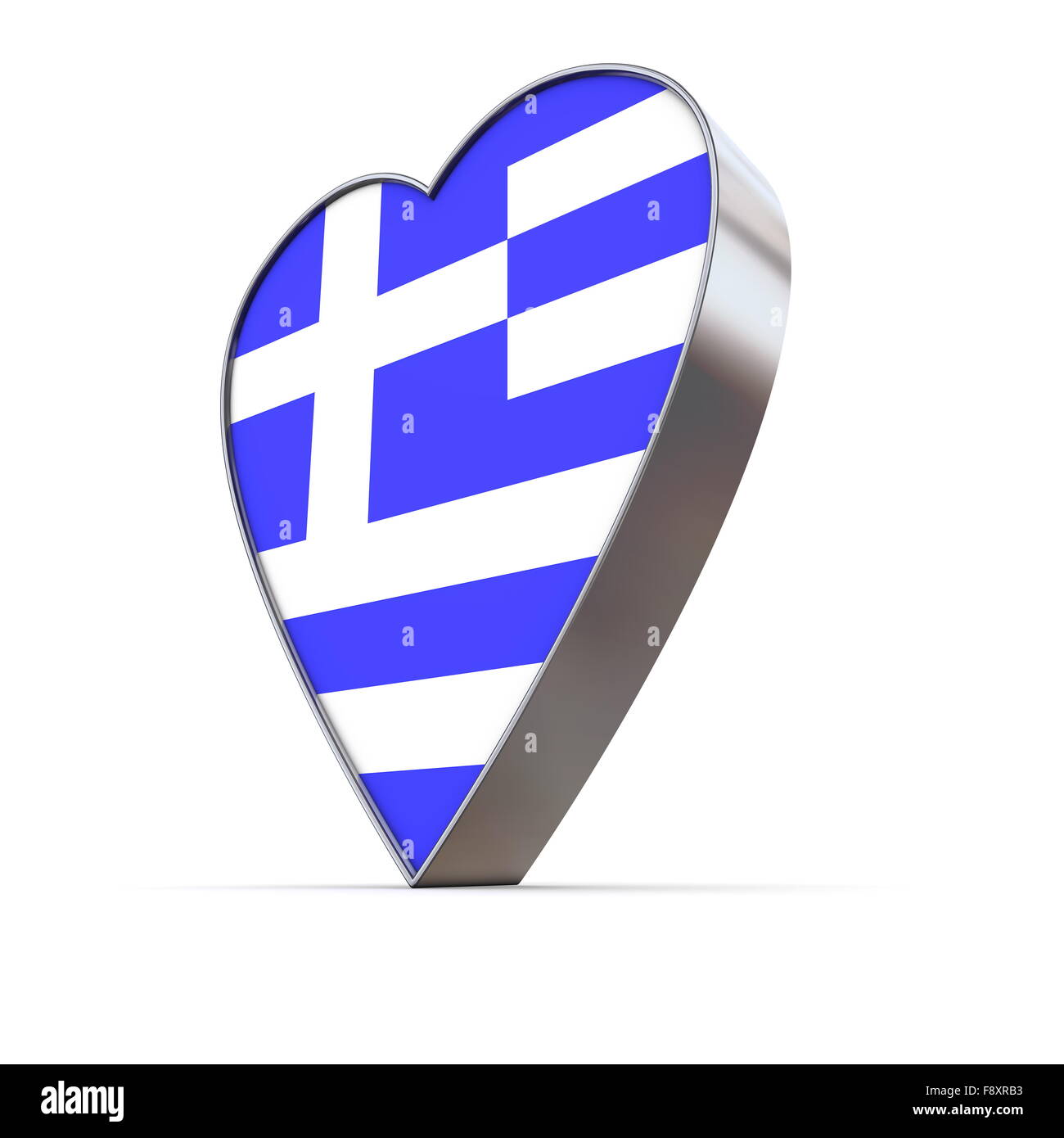 Solide glänzende metallische Herz - Flagge der griechischen Stockfoto