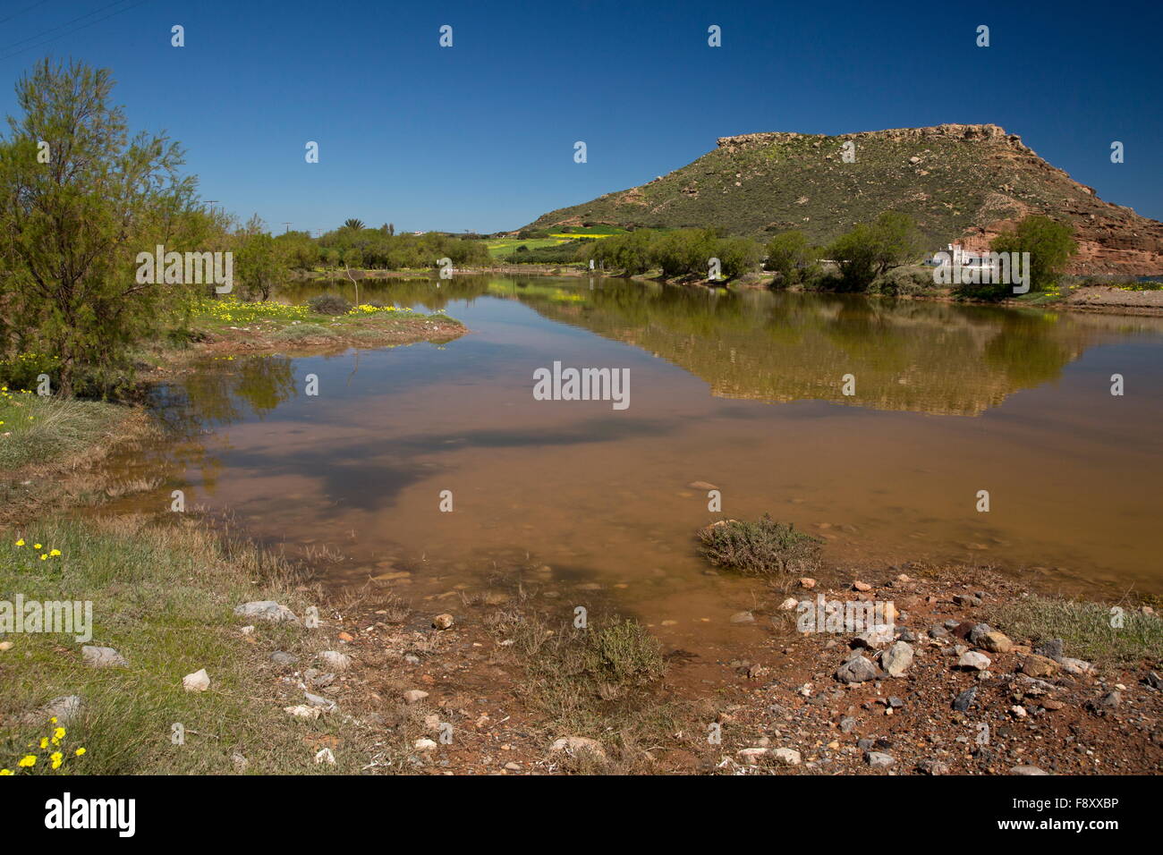Lagune Naturschutzgebiet, Naturschutzgebiet am Hiona in der Nähe von Palekastro, Ost Kreta, Griechenland. Stockfoto