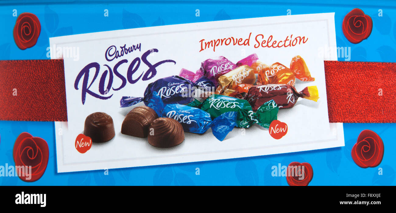 Dose mit Cadbury es Rosen in limitierter Auflage Stockfoto