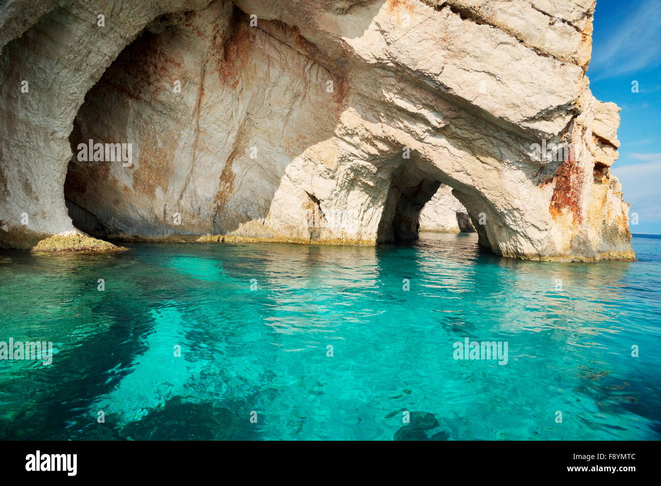 Blauen Grotten, Insel Zakynthos, Griechenland Stockfoto