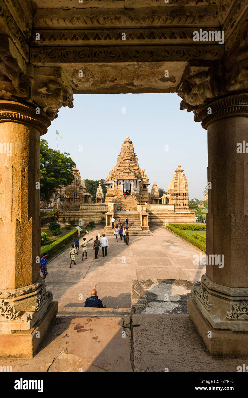 Die UNESCO erkannte Tempel in Khajuraho, Madhya Pradesh, Indien Stockfoto