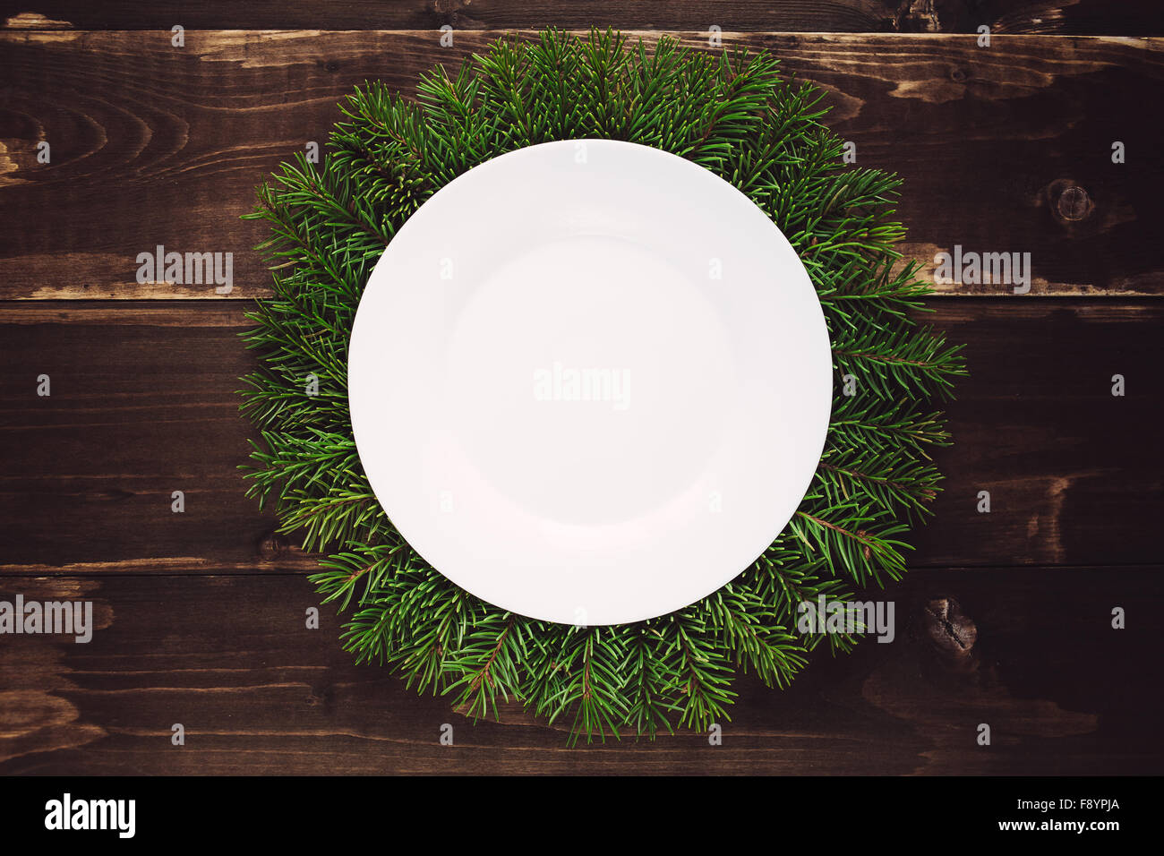 Weihnachten Essen Frame auf dem Holztisch Stockfoto