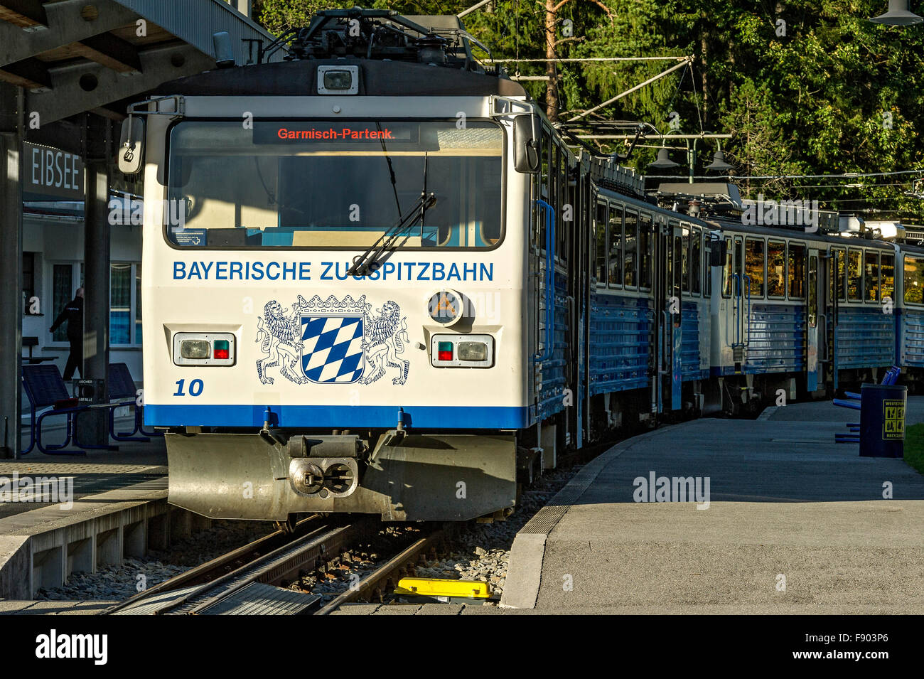 Bahnhof der Zahnradbahn Zugspitze, Bayerische Zugspitzbahn, Eibsee, Grainau, Werdenfelser Land, Oberbayern Stockfoto