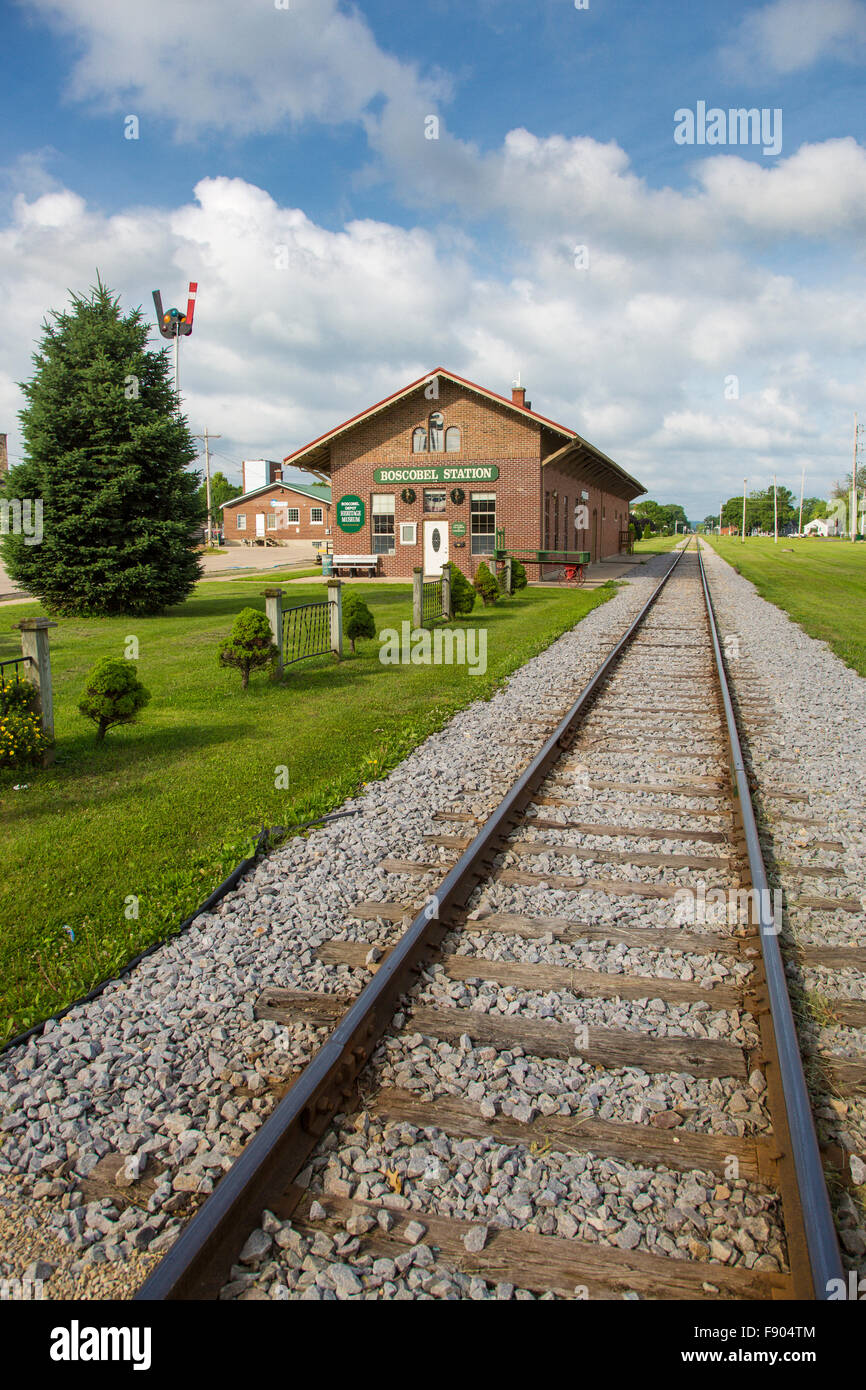 Das alte Depot-Bahnhof in Boscobel Wisconsin Stockfoto