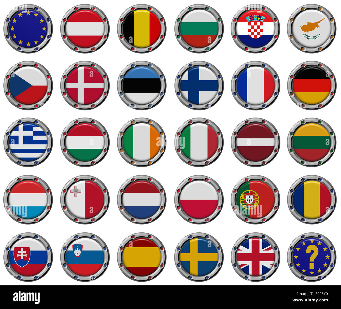 Euro Satz: Volumen 3d Flaggen der Länder der Europäischen Union. Stockfoto