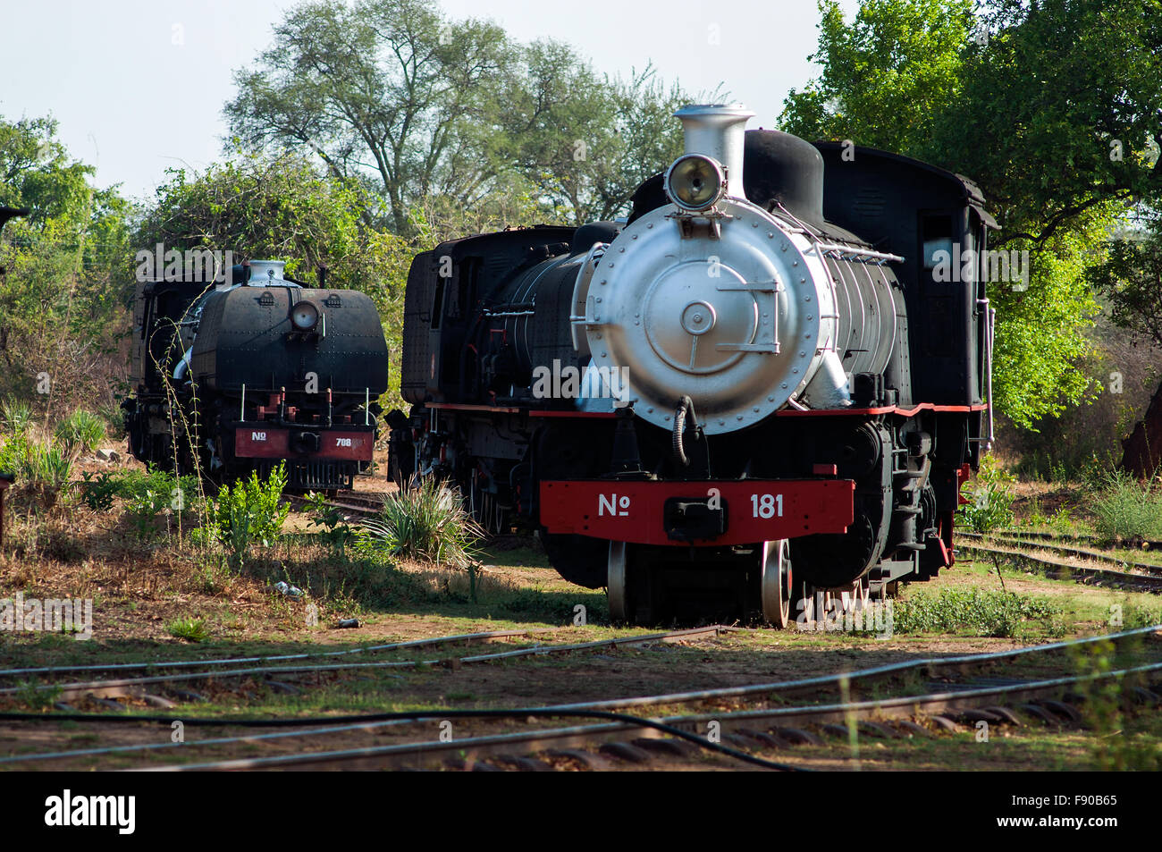 Dampf-Züge, Eisenbahnmuseum, Livingstone, Sambia Stockfoto