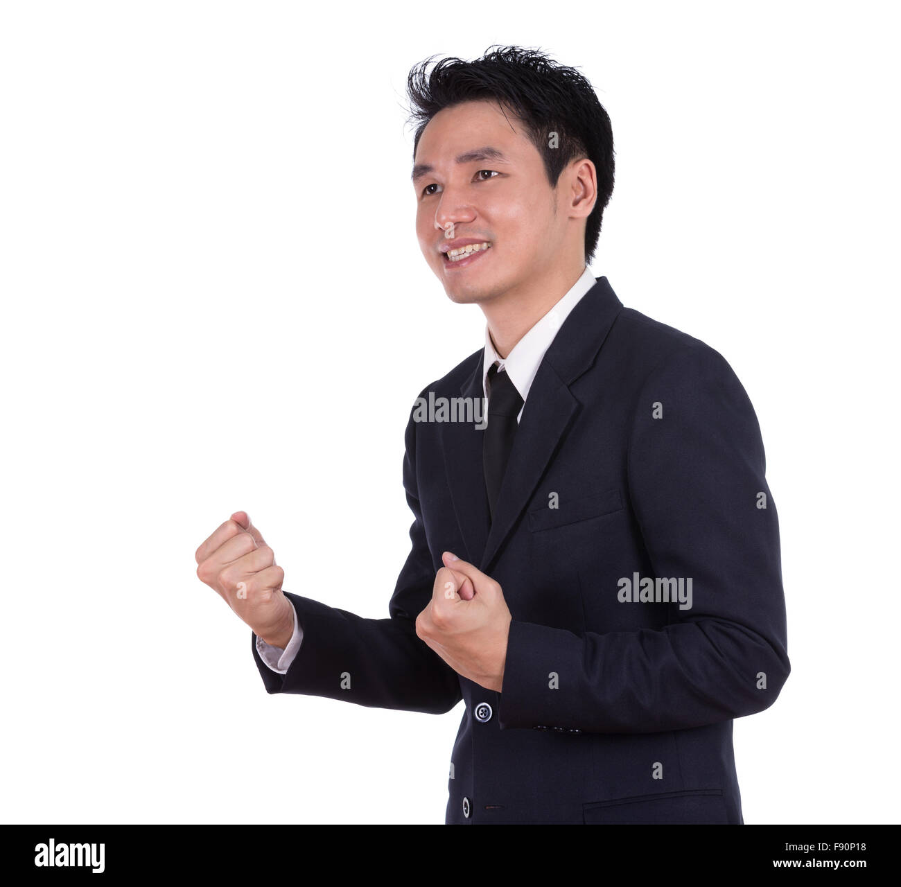 Geschäftsmann Isoalted auf einem weißen Hintergrund zu gewinnen Stockfoto