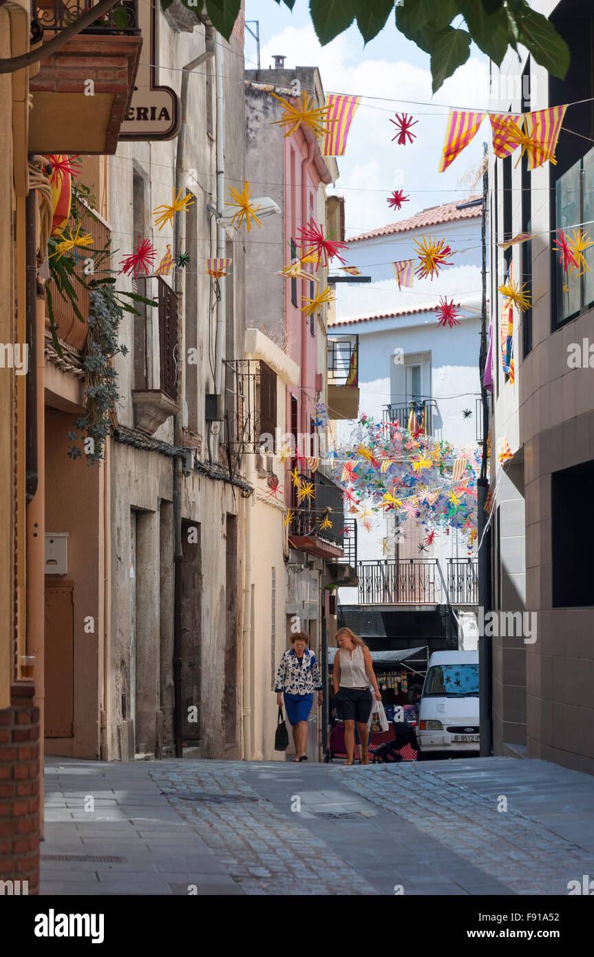 Gasse, Tordera, Maresme County, Provinz Barcelona, Katalonien, Spanien Stockfoto