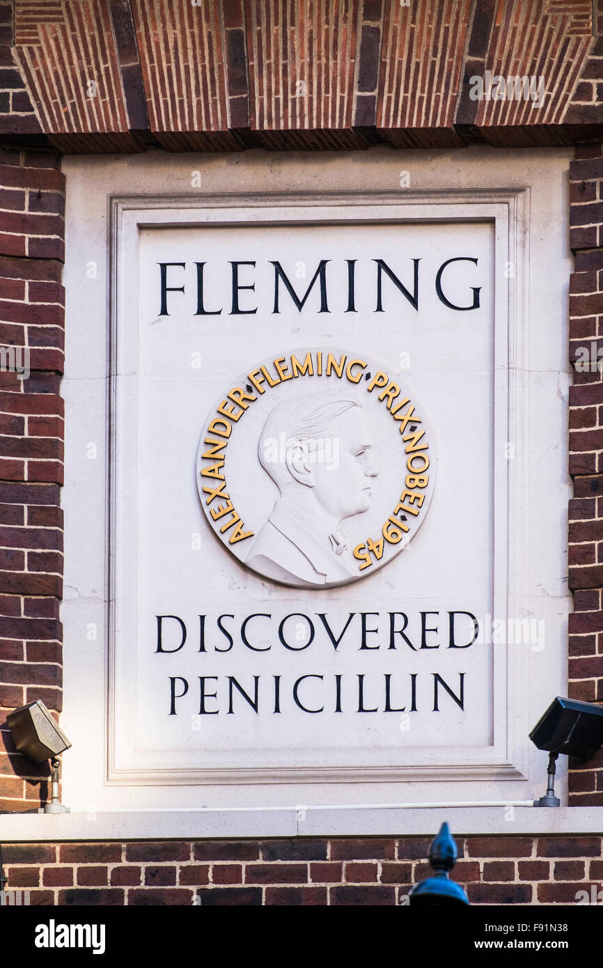 Alexander Fleming Plaque, London, England, U.K Stockfoto
