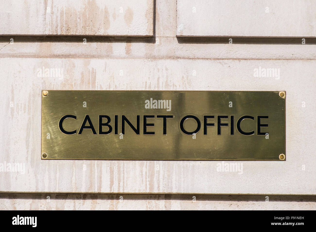 Cabinet Office Zeichen, Whitehall, London, England, Vereinigtes Königreich Stockfoto