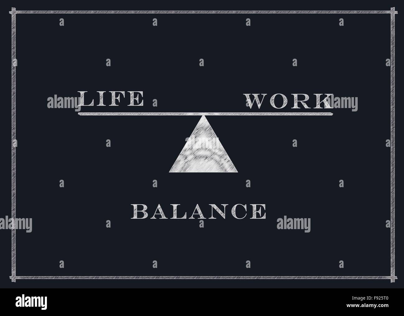 Arbeit und Leben-Balance-Konzept auf einer Tafel Stockfoto