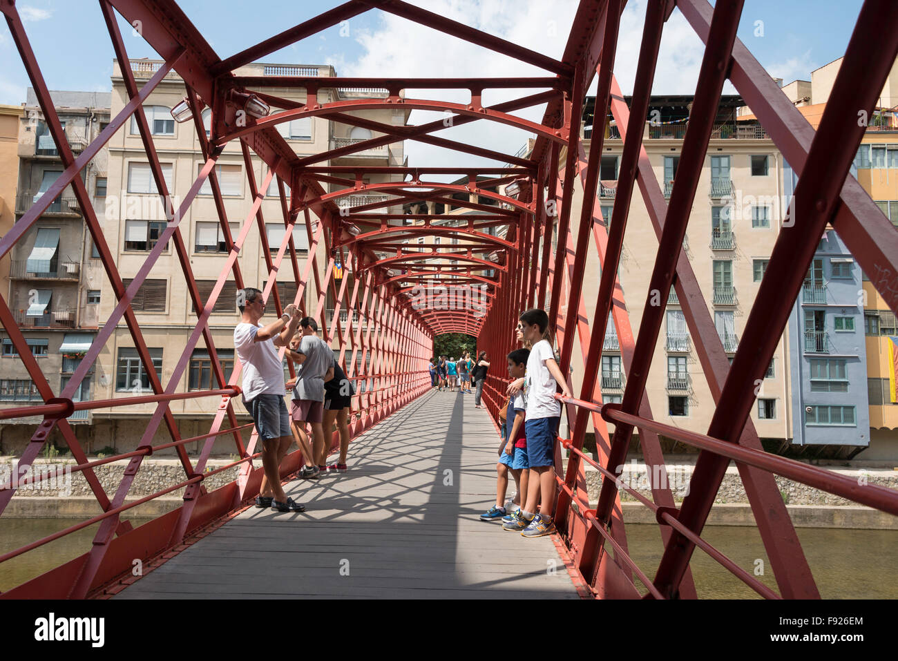 Pont de Les Peixateries Velles, Old Town, Girona (Gerona), Provinz Girona, Katalonien, Spanien Stockfoto