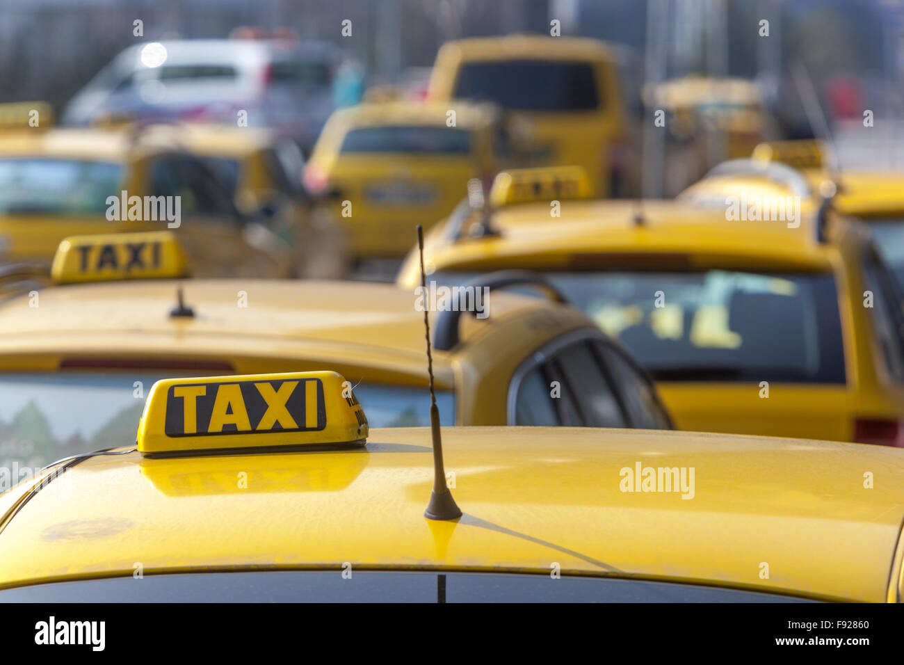 Taxi, Flughafen Prag, Tschechische Republik Stockfoto
