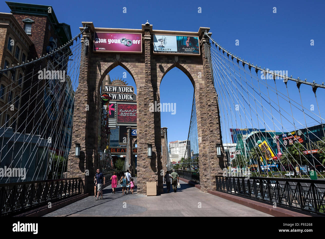 Replik der Brooklyn Bridge, New York-New York Hotel, Las Vegas, Nevada, USA Stockfoto